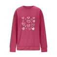 thumbnail image 5 of Womens Valentine's Day Sweatshirt, Hot Pink Heart Print Oversized Crewneck, Cute Casual Gift with Hand-Drawn Hearts, Soft Long Sleeve Pullover,Size S, 5 of 5
