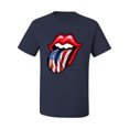 thumbnail image 2 of Wild Bobby, American Flag Lips Tongue Out, Men Graphic Tees, Navy, Small, 2 of 3