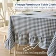 thumbnail image 4 of 100% Cotton Dust Blue Plaid Ruffled Table Cloth for Rectangle Table Seat 4-6, Classic Farmhouse Checker Gingham Vintage Decorative Tablecloth - 70"x52", 4 of 7