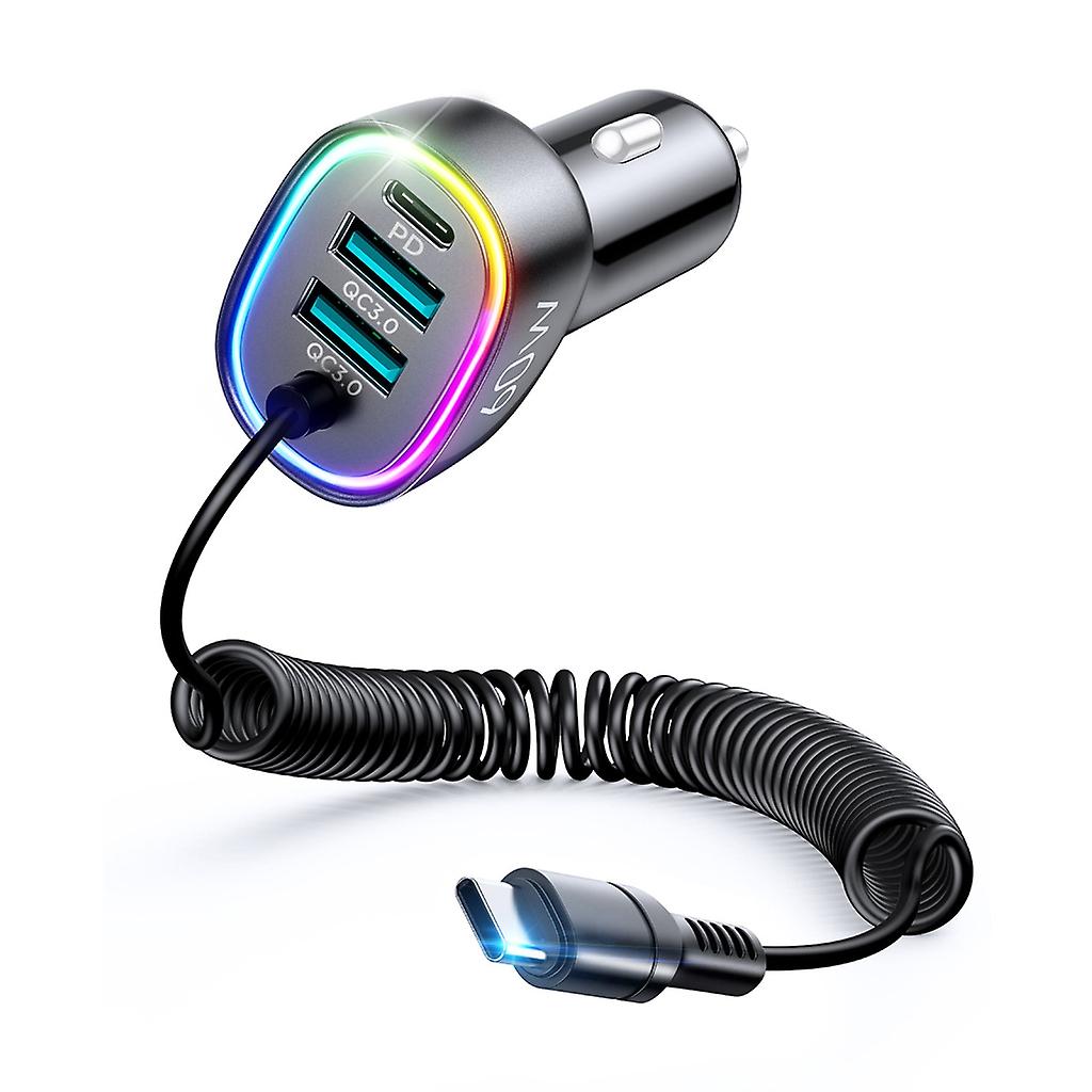 60W USB C Fast Car Charger 4 Ports Car Charger Adapter Dual compatible QC 3.0 PD 3.0_Perfect Gift