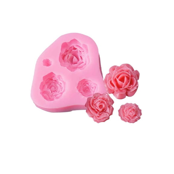 Molde de silicona para manualidades, flores de flores, Chocolate, aromaterapia, suministros para manualidades, moldes de jabón, decoración, Herramientas y accesorios para hornear 3 rosas rosa Bearachild HA061355-01B