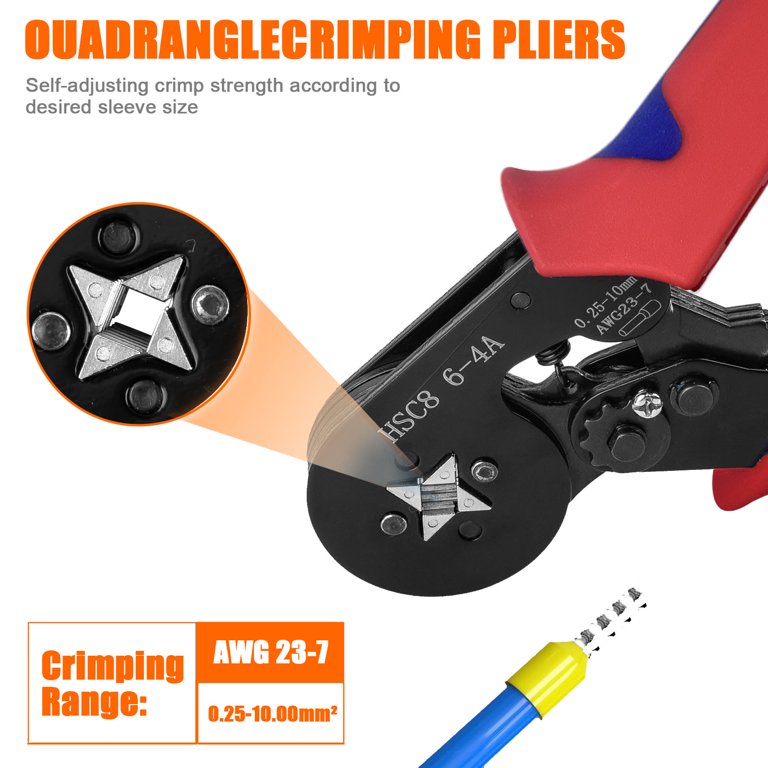 Ferrule Crimping Tool Kit – Self-Adjustable Ratchet Plier With 1250 Wire Ferrules (AWG 23-7, 0.25-10mm²) For Electrical Connectors