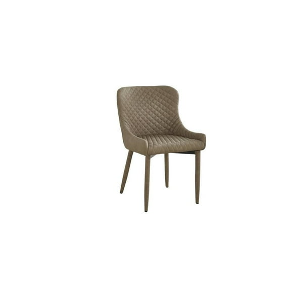 Upholstered Dining Chair with Tufted Polyurethane Seat in Light Gray (Set of 4)