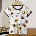 thumbnail image 2 of Atogsazn Toddler Baby Boys Pajamas Clothes Set Kids Cute Print Short Sleeve Tshirt Shorts Outfits Summer Pjs Sleepwear Coffee 3-4 Years, 2 of 5