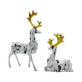 thumbnail image 1 of 2 figuras de ciervo, adorno artesanal, figura en miniatura de resina, escultura animal para Negro, 1 of 9