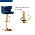 thumbnail image 5 of 26-35 Inch Bar Stools, Counter Height Adjustable Swivel Barstools High Bar Chairs with Back & Golden Metal Base, Stools Chair with Footrest for Home Kitchen/Dining Room/Cafe(Blue,Set of 2), 5 of 11