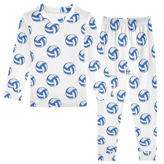 joogoo Volleyball Blue 2 Piece Long Sleeve Tee and Pants Cotton Pajama Set 5Y