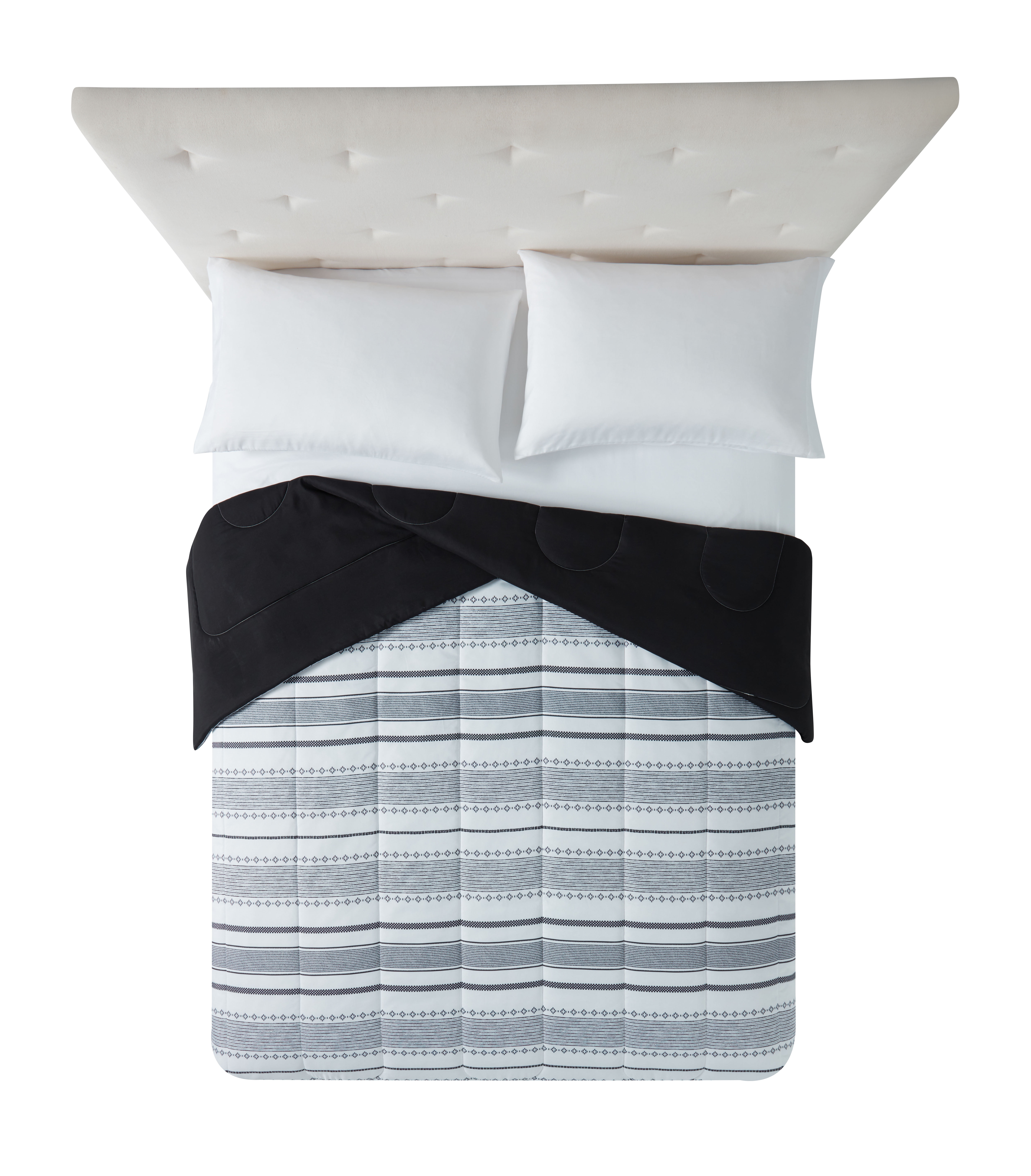 Mainstays Black and White Stripe 3 Piece Bed in a Bag Comforter Set, Twin/Twin XL