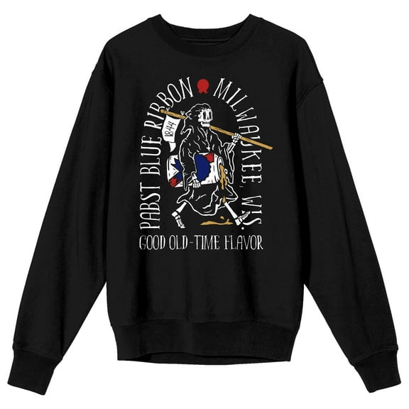 Pabst Blue Ribbon Milwaukee WI Good Old-Time Flavor Men's Black Long-Sleeve Sweatshirt-Medium