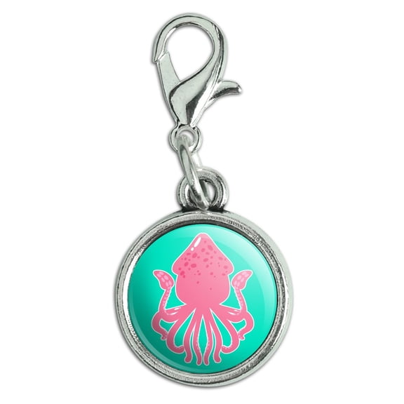 Cute Squid Tentacles Ocean Antiqued Bracelet Pendant Zipper Pull Charm with Lobster Clasp