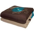 thumbnail image 2 of 7 Pc Brown, Teal and Taupe Floral Striped Design Cal King Size Comforter set, by Legacy Decor, 2 of 7