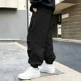 thumbnail image 7 of HAOTAGS Teen Boys Cargo Pants(5-15), Elastic-Waist Trousers with Multi-Pockets Casual Comfy Long Pants Black 14-15 Years, 7 of 7