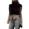 thumbnail image 3 of Chaleco de Piel Sintética para Mujer, Sin Mangas, Chaqueta de Forro de Invierno, Chaleco de Cuello Alto Marrón S, 3 of 10