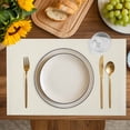 thumbnail image 4 of Cream Solid Color Placemats Set of 8, Aesthetics Contemporary Luxury Placemats for Dining Table, Place Mats for Kitchen Tabletop, Waterproof Wipeable Dining Table Mats Set, 4 of 9