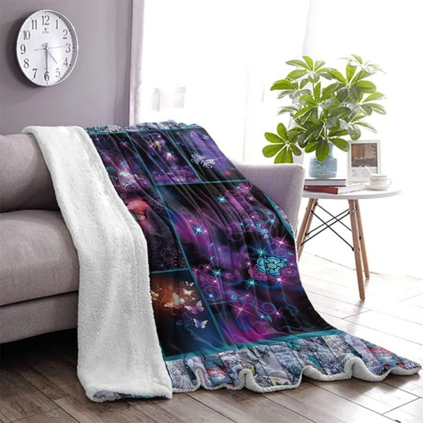 Butterfly Blanket Microfiber Plush Sherpa Blanket Warm Throw Blankets for Adults Women Ultra Soft Fuzzy Fluffy Thick Butterfly Printed Blankets for