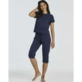 thumbnail image 2 of Real Essentials 2 Pack: Women's Cotton Pajamas Short Sleeve Tops and Capri Pants Pajama Sets with Pockets (Available In Plus), 2 of 6