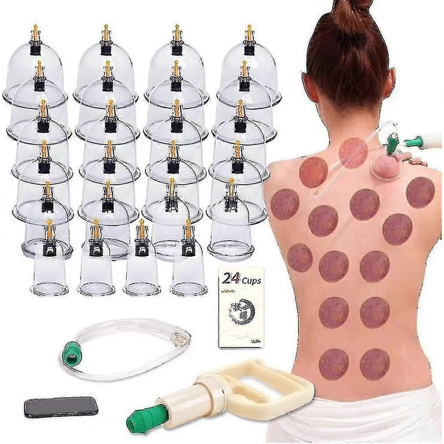 Cupping Therapy Sets,24 Cups Cupping Set With Pump Vacuum Suction Cups For Body Cellulite Cupping Massage Back Pain