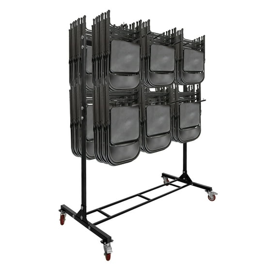 AdirOffice 2-Tier Foldable Dolly Heavy Duty Folding Chair Storage Rolling Cart