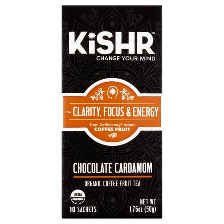 Kishr Changez votre esprit Chocolat Cardamome Fruit Café Thé bio, 1,76 oz, 10 sachets, 6 Pack