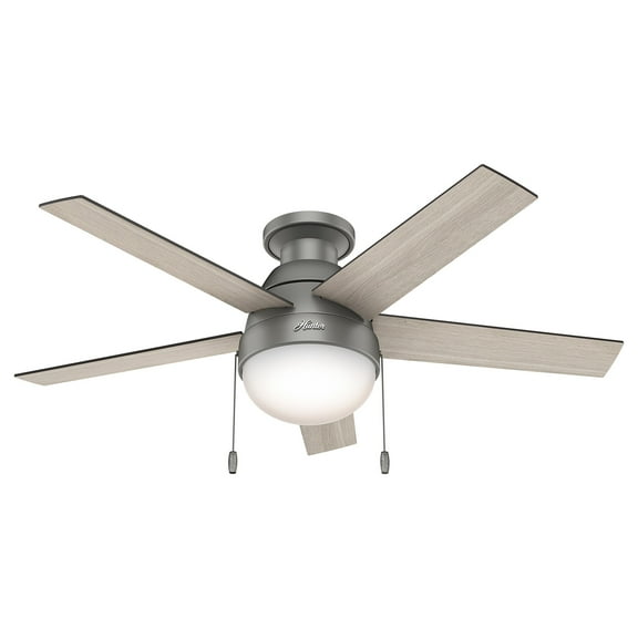Restored Hunter Fan 46 inch Matte Silver Finish Contemporary Celing Fan with Light Kit (Refurbished)
