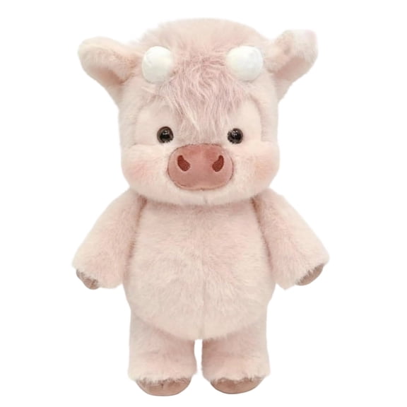 Dianli Gifts Plush Toy Highlands Cow Adorable Furry Huggable Highland Cattle Plush with Soft Faux Fur, Cute Running Cow Design for Stress Relief Comfort Gift for Kids Teens Stuffed Animal