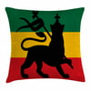 Rasta Throw Pillow Cushion Cover, Rastafarian Flag with Judah Lion on Reggae Music Inspired Decor Image, Decorative Square Accent Pillow Case, 20 X 20 Inches, Black Red Green and Yellow, by Ambesonne