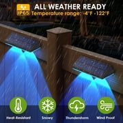 Solar Fence Lights 2 Pack, Warm White & RGB 6 Color IP65 Waterproof Outdoor LED Solar Deck Light, Dusk to Dawn for Backyard, Railing, Patio, Fence