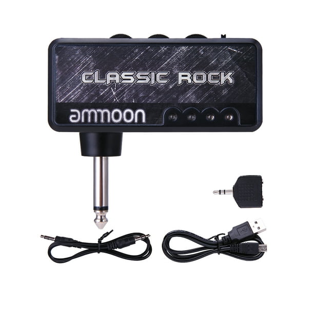 Ammoon Ampli Casque Guitare Électrique Ampli 1/4 Pouce Plug 3.5mm Prize  Casque & Aux In avec Effet de Distorsion Rock Classique Batterie  Rechargeable Intégrée 