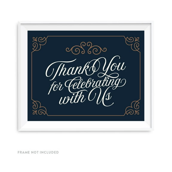 Koyal Wholesale Navy Art Deco Thank You Wedding Sign 8.5x11 Party Decor