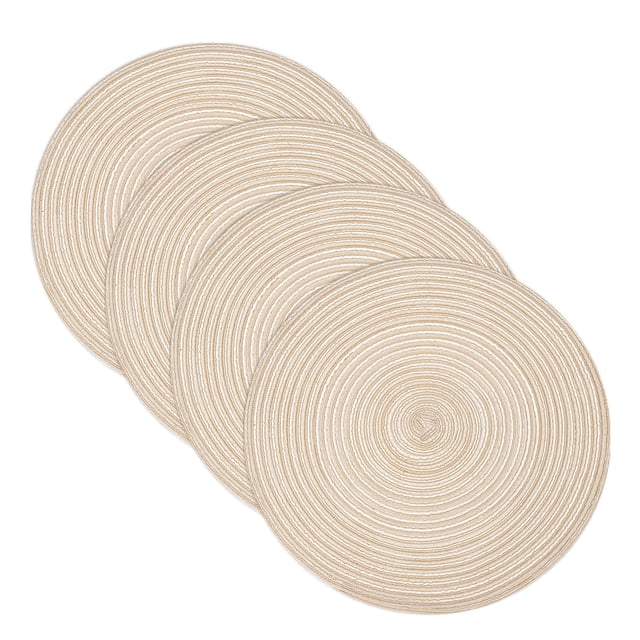 Uxcell 4 Pcs Manteles Individuales Redondos Tejidos, Mantel Lavable de 15 Pulgadas Resistente al Calor, Mantel Decorativo para Mesa de Comedor de Cocina, Beige