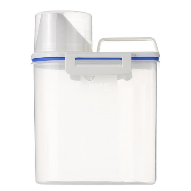 1.5L Portable Rice Storage Bin Food Grain Cereal Flour Storage Box Container with Measuring Cup