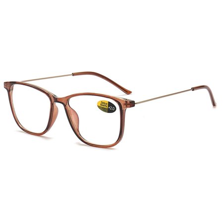 Men Women Eye Protection Portable Vintage Reading Glasses Ultra Light Frame Anti-Blue Light Eyeglasses BROWN STRENGTH 100