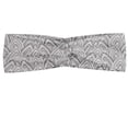 thumbnail image 1 of Abstract Headband, Fish Scale Inspired Illustration Simple Zentangle Doodle in Grayscale Tones, Elastic and Soft Women's Bandana for Sports and Everyday Use, Grey Red Coconut, by Ambesonne, 1 of 3