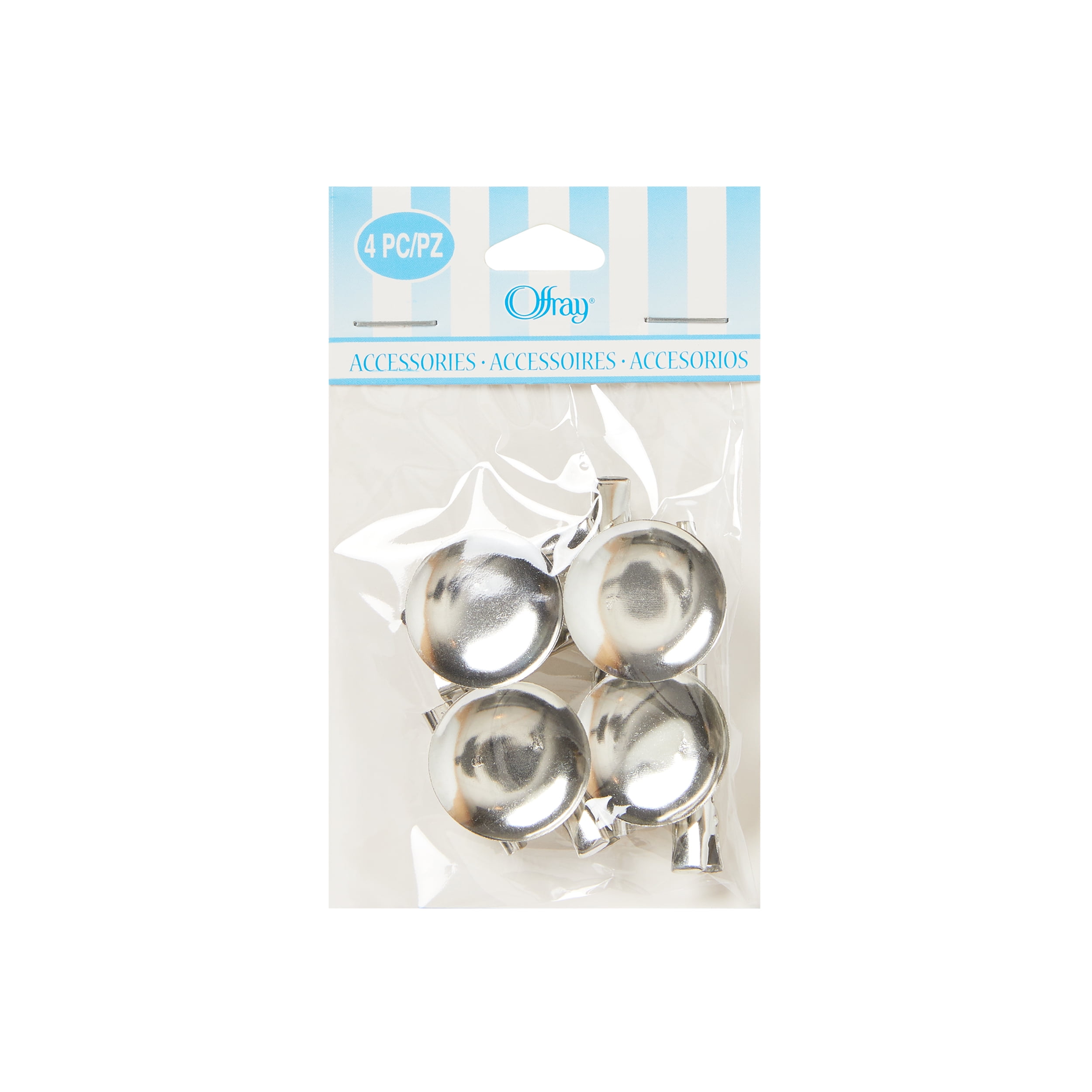 (2 pack) Offray Hair Accessories, 1-Inch Round Pin and Clip, 4-Pack