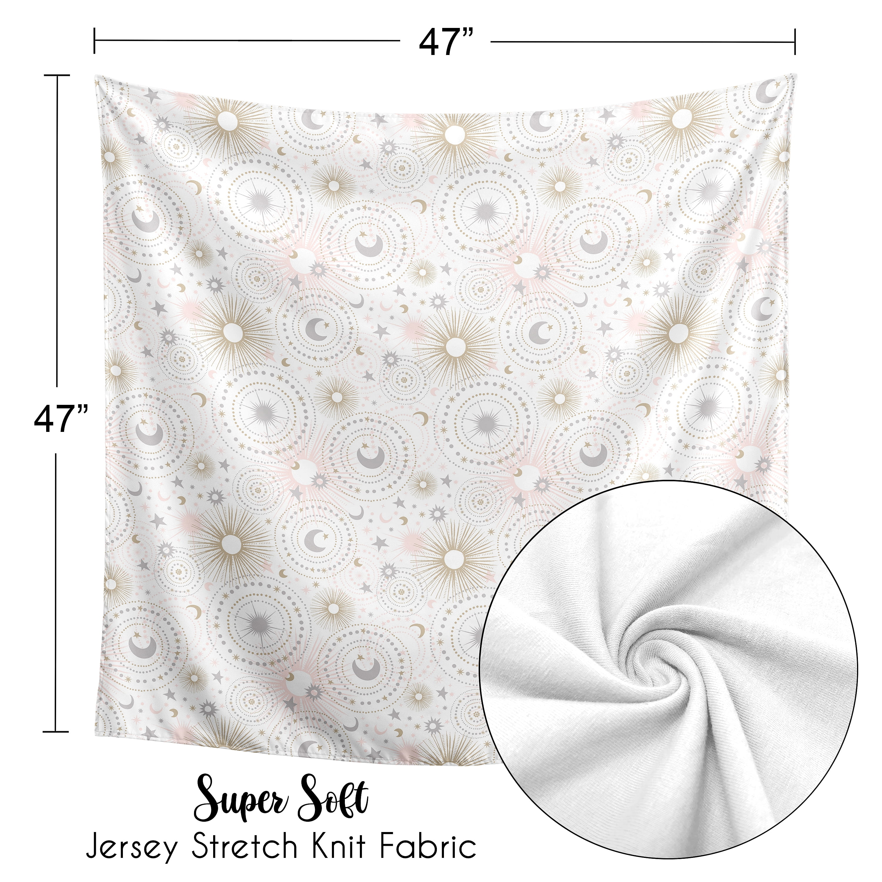 Sweet Jojo Designs Celestial Pink Gold and Grey Swaddle Blanket
