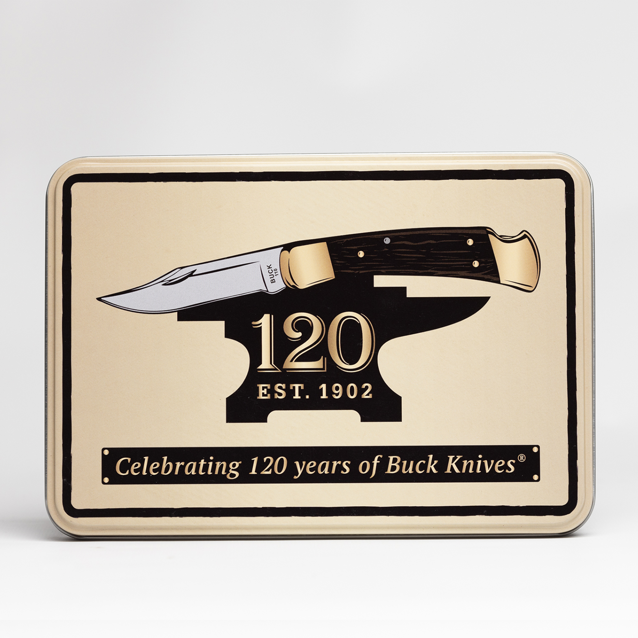 Buck Knives 110 Folding Hunter with Coin, 120th Anniversary Knife Tin - image 3 of 10