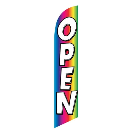 Throwback Vertical Flag - Windless Swooper Flag OPEN Vertical Multi-Color Rainbow