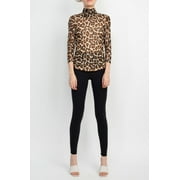 Catherine Malandrino Turtle Neck 3-4 Sleeves Top-ANIMAL / XS