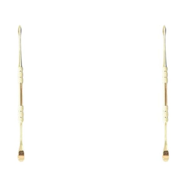 Injueey Cucharas de crema de humo herramienta de excavación de tuberías de acero inoxidable de doble punta de mano antiadherente suficiente Oro 2Conjunto
