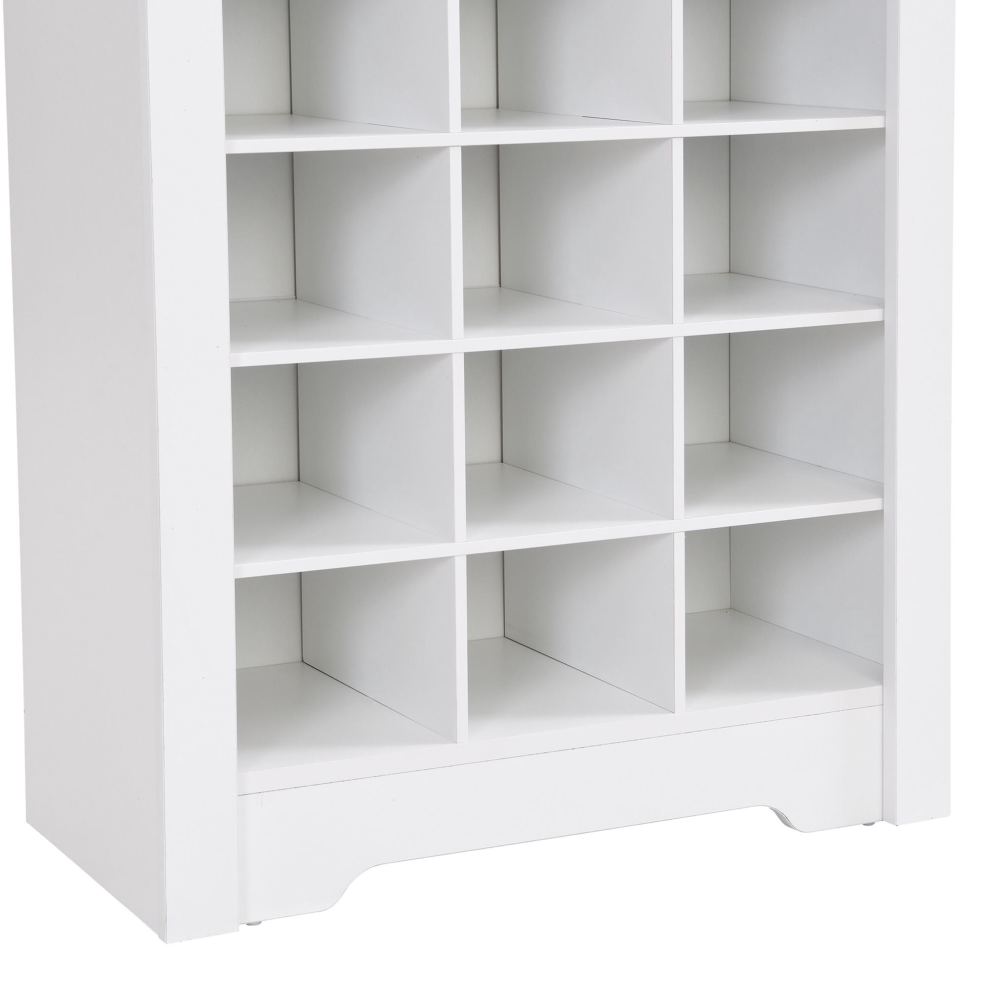 DEALTOPS Modern Freestanding Shoe Cabinet with 30 Square Shoe Compartments, Tall Stylish Shoe Rack with Large Storage Capacity for Entryway - White
