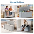 thumbnail image 3 of Kids Toy Box, Gray Wooden Toy Chest Organizer with Safety Hinged Lid, Entryway Storage Bench Supports 100 lbs, Toy Storage Chest for Bedroom, Toddler Room, L0293, 3 of 8