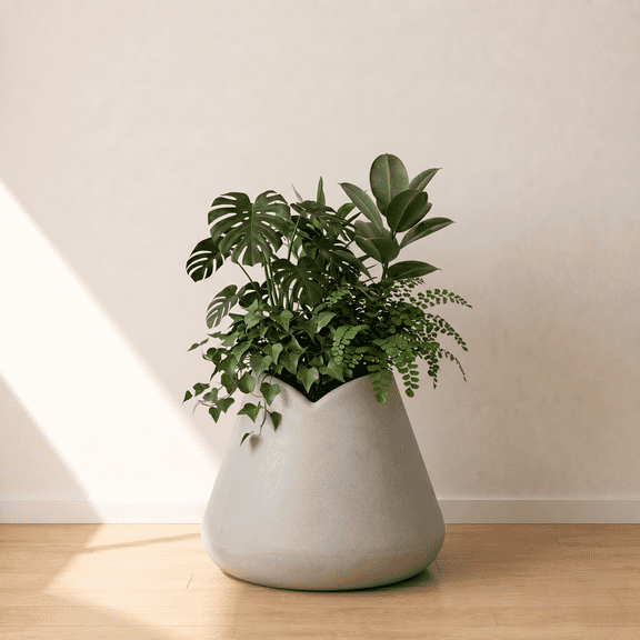 Ecobo 15.7 inches Eco-Friendly Novelty Pot Planter, Tulip Indoor/Outdoor use, Durable, Versatile & Lightweight, Designed by Brazilian Artisans, Contemporary All-Weather Design - White