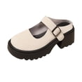 thumbnail image 2 of Women's Mary Janes Shoes Platform Dress Low Heel Chunky Pumps Round Toe Ankle Strap Pumps Shoes Oxfords Esther White 43, 2 of 7