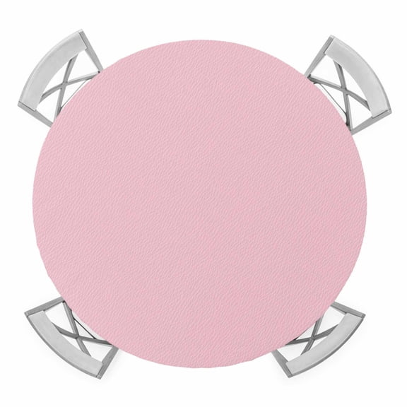 Elastic Fitted Round Tablecloth, Solid Pink Waterproof Stretch Table Cover for 36"-44" Tables, Romantic Minimalism Abstract Denim Texture Washable Outdoor Tablecloths for Patio, Picnic, Camping