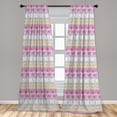 thumbnail image 4 of Ambesonne Pink Curtains, Lilies Bluish Stripes Artwork, Pair of 28"x63", Pale Fuchsia Pastel Brown, 4 of 4