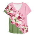 thumbnail image 4 of DPTALR Woman Causal V-Neck Printing Blouse Short Sleeve T-Shirt Summer Tops, 4 of 4