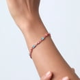thumbnail image 3 of Gem Stone King 18K Rose Gold Plated Silver Blue Apatite Tennis Bracelet for Women (3.67 Cttw, Gemstone Birthstone, Oval 6X4MM, 7 inch), 3 of 5