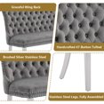 thumbnail image 7 of Aoowow Velvet 2 Seat Dining Bench Grey Silver Legs, 7 of 7