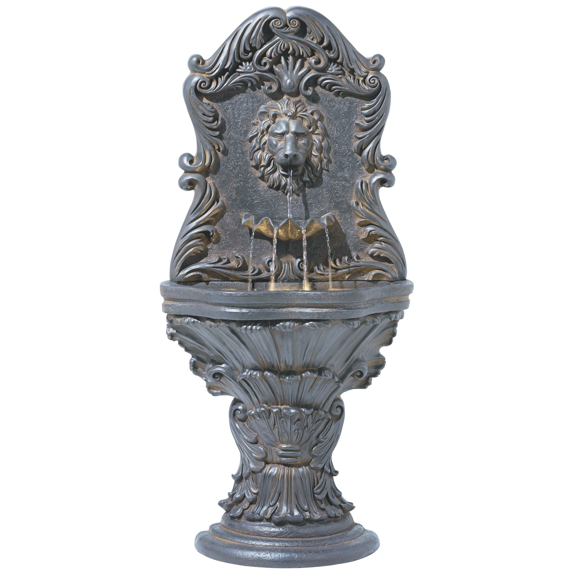 Royal Lion Acanthus 50" High Large Italian Indoor Outdoor Decor Faux Stone Floor Fountain with Light LED
