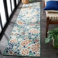 thumbnail image 3 of SAFAVIEH Cabana Tobias Floral Indoor/Outdoor Runner Rug, Green/Navy, 2' x 10', 3 of 8